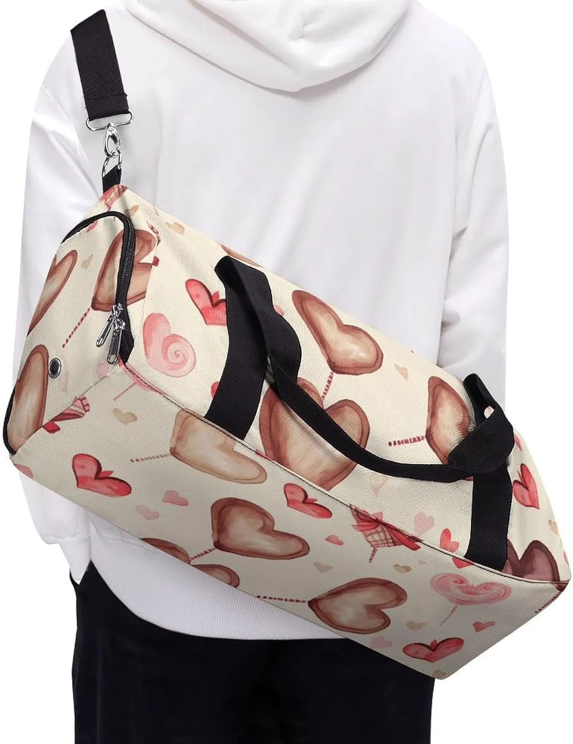 Gym Bags Small Hand Painted Heart Duffel Bag Overnight Bag with Shoe Compartment Carryon Bag for Men Women