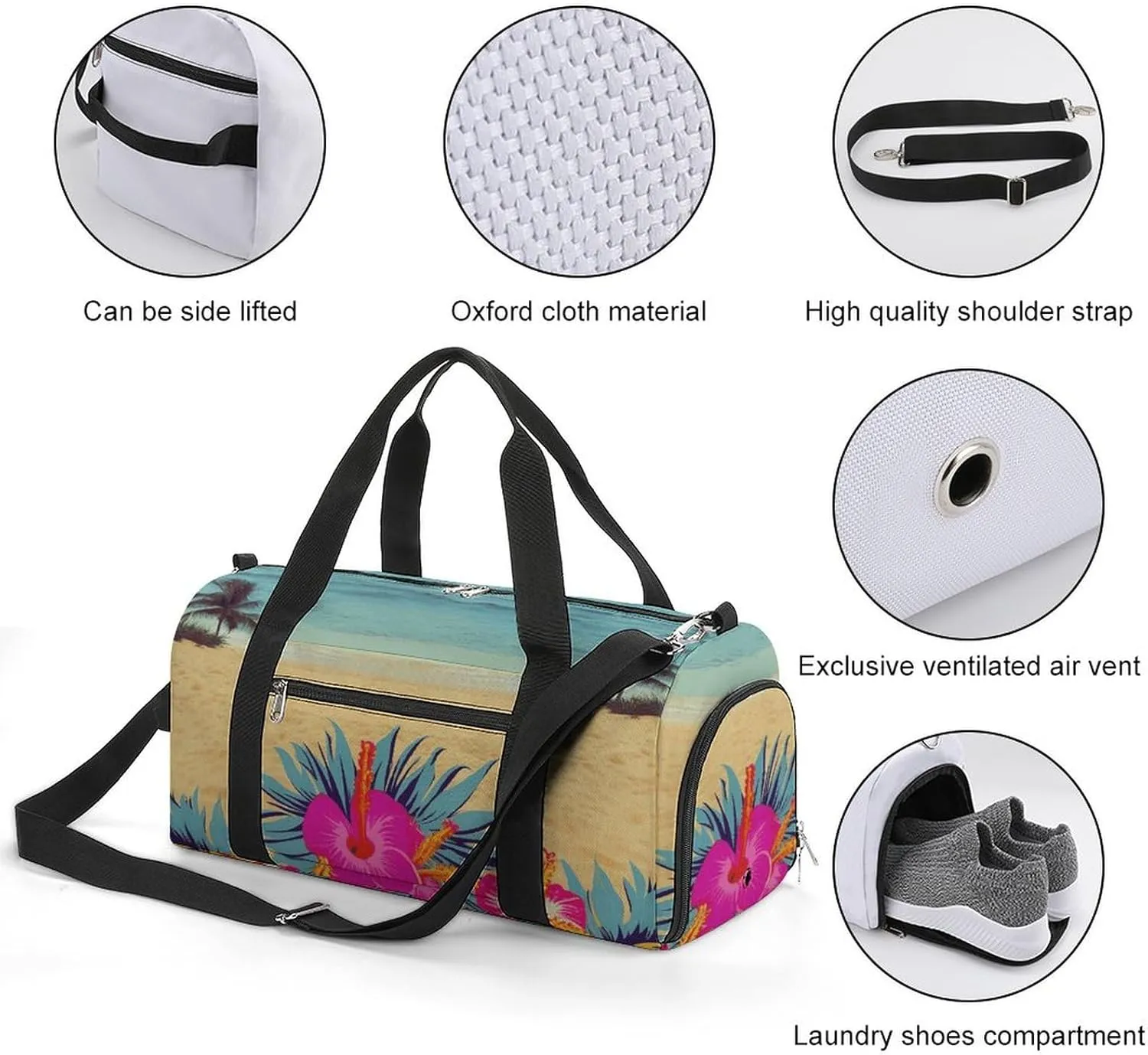 Gym Bags Small Hawaii Scenery Duffel Bag Overnight Bag with Shoe Compartment Carryon Bag for Men Women