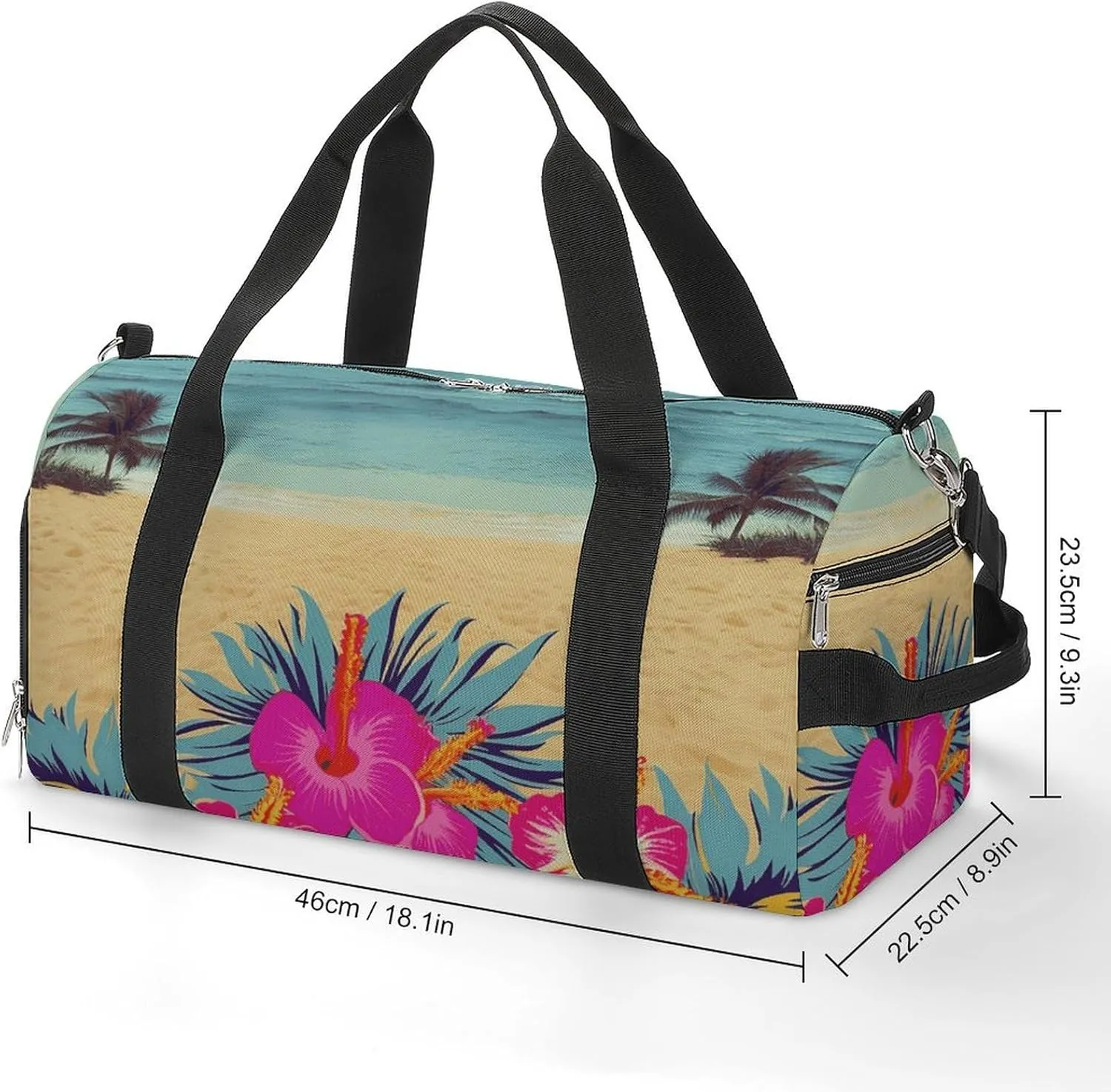Gym Bags Small Hawaii Scenery Duffel Bag Overnight Bag with Shoe Compartment Carryon Bag for Men Women