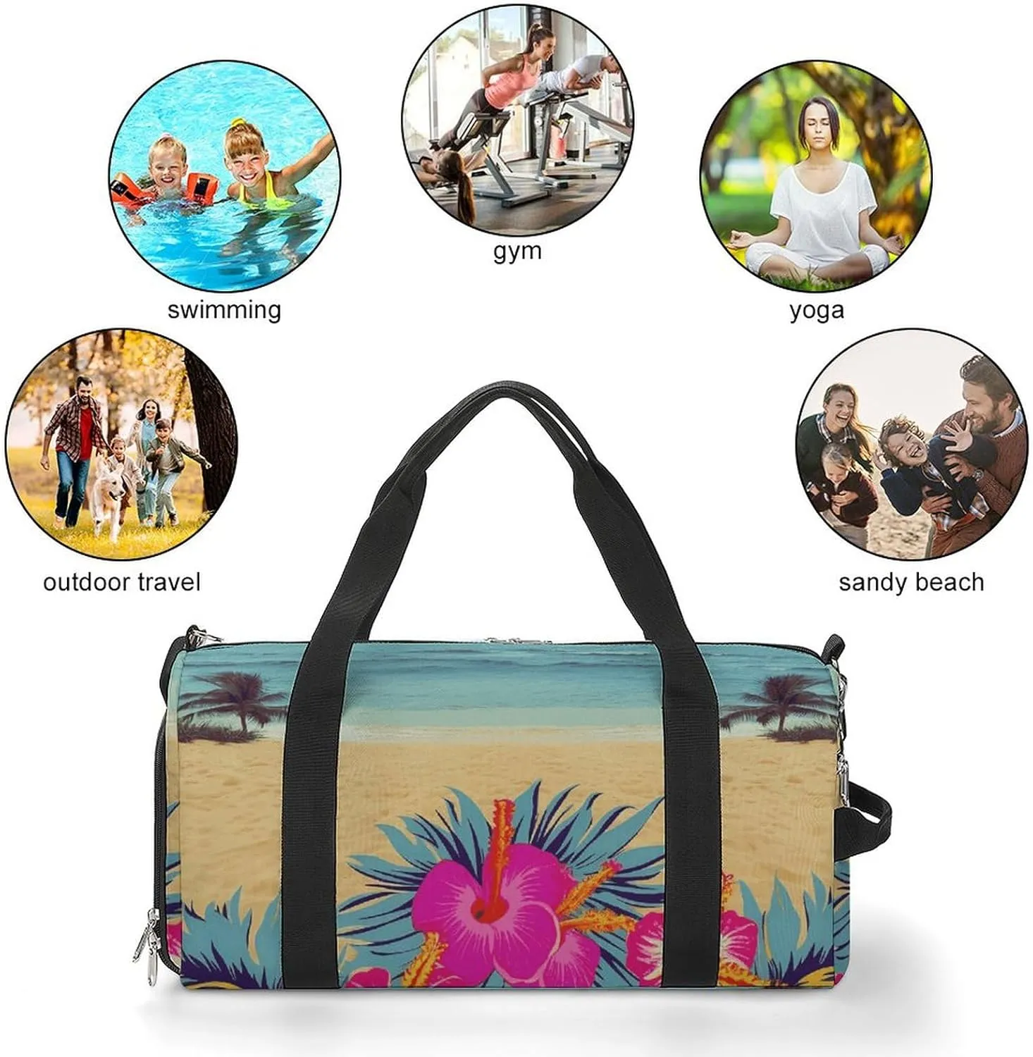Gym Bags Small Hawaii Scenery Duffel Bag Overnight Bag with Shoe Compartment Carryon Bag for Men Women