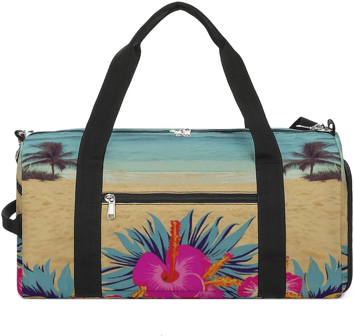 Gym Bags Small Hawaii Scenery Duffel Bag Overnight Bag with Shoe Compartment Carryon Bag for Men Women