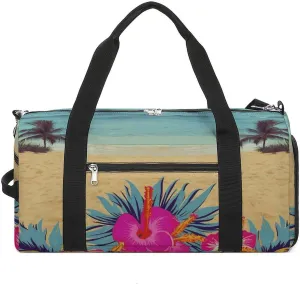 Gym Bags Small Hawaii Scenery Duffel Bag Overnight Bag with Shoe Compartment Carryon Bag for Men Women