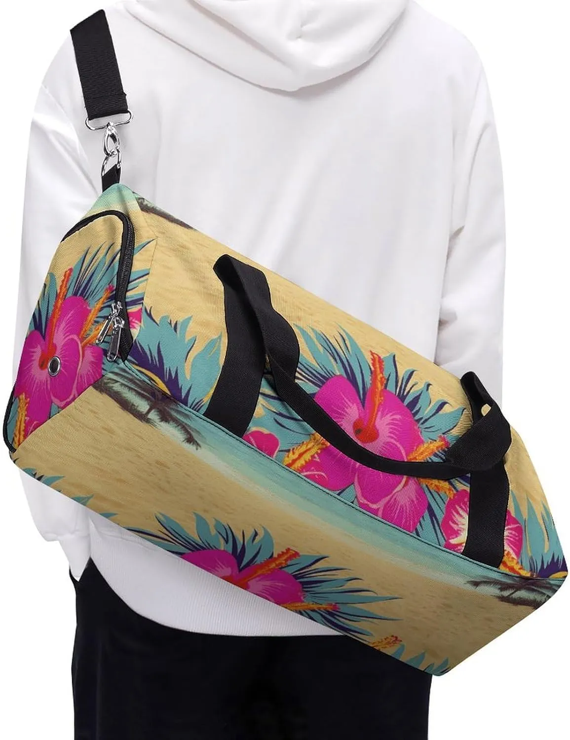 Gym Bags Small Hawaii Scenery Duffel Bag Overnight Bag with Shoe Compartment Carryon Bag for Men Women
