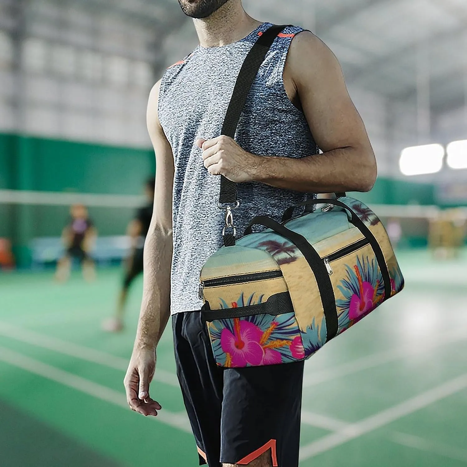 Gym Bags Small Hawaii Scenery Duffel Bag Overnight Bag with Shoe Compartment Carryon Bag for Men Women