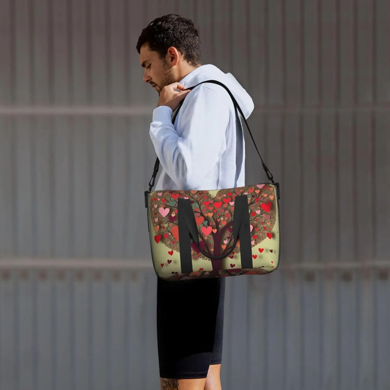 Gym Bags Small Heart Tree3 Duffel Bag Overnight Bag with Shoe Compartment Carryon Bag for Men Women