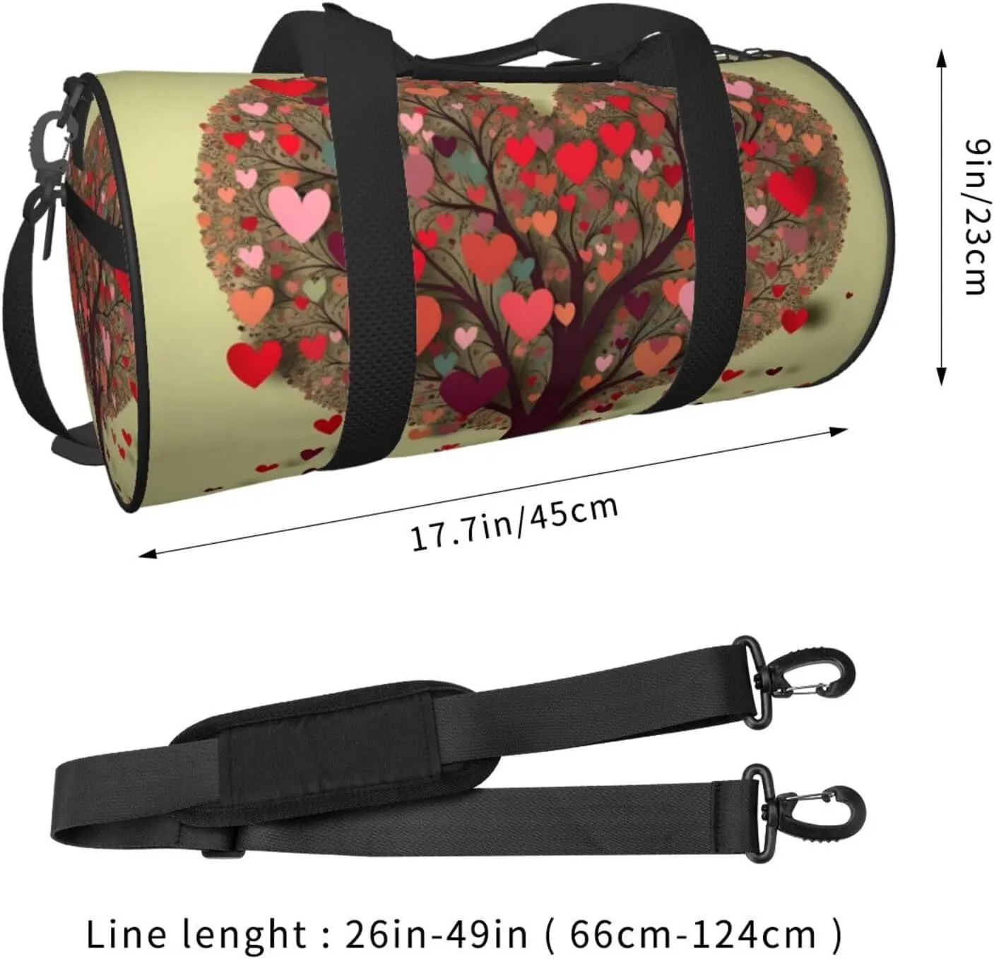 Gym Bags Small Heart Tree3 Duffel Bag Overnight Bag with Shoe Compartment Carryon Bag for Men Women