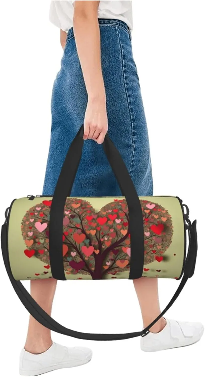 Gym Bags Small Heart Tree3 Duffel Bag Overnight Bag with Shoe Compartment Carryon Bag for Men Women