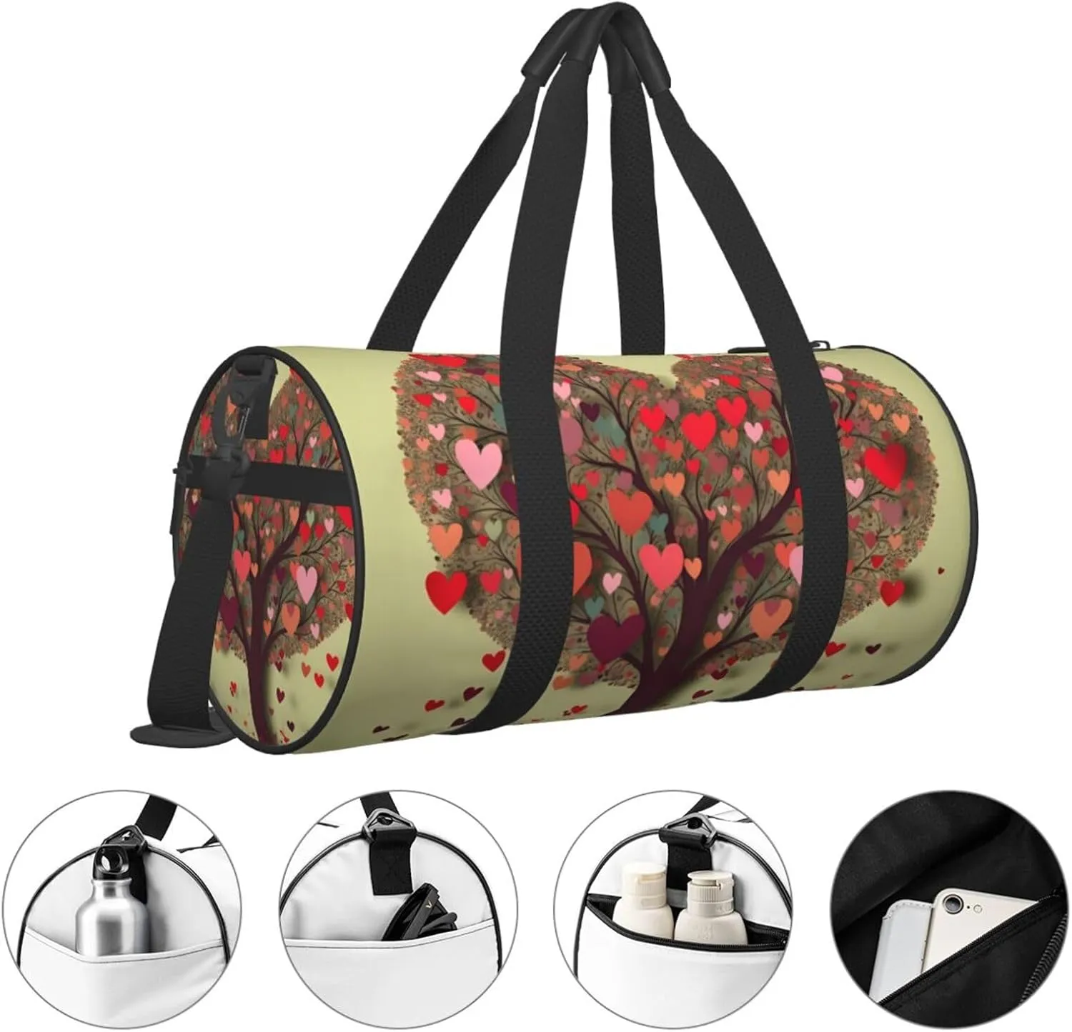 Gym Bags Small Heart Tree3 Duffel Bag Overnight Bag with Shoe Compartment Carryon Bag for Men Women