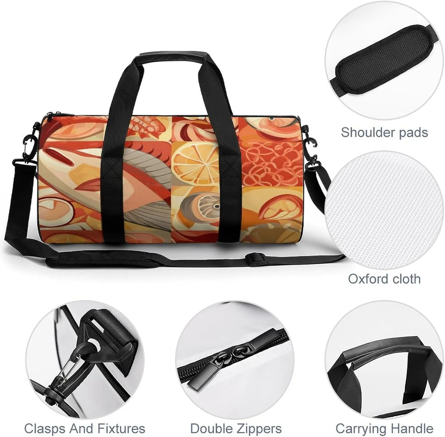 Gym Bags Small Lobster And Crab Duffel Bag Overnight Bag with Shoe Compartment Carryon Bag for Men Women