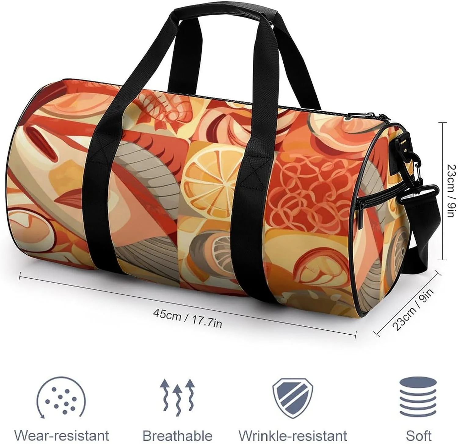 Gym Bags Small Lobster And Crab Duffel Bag Overnight Bag with Shoe Compartment Carryon Bag for Men Women