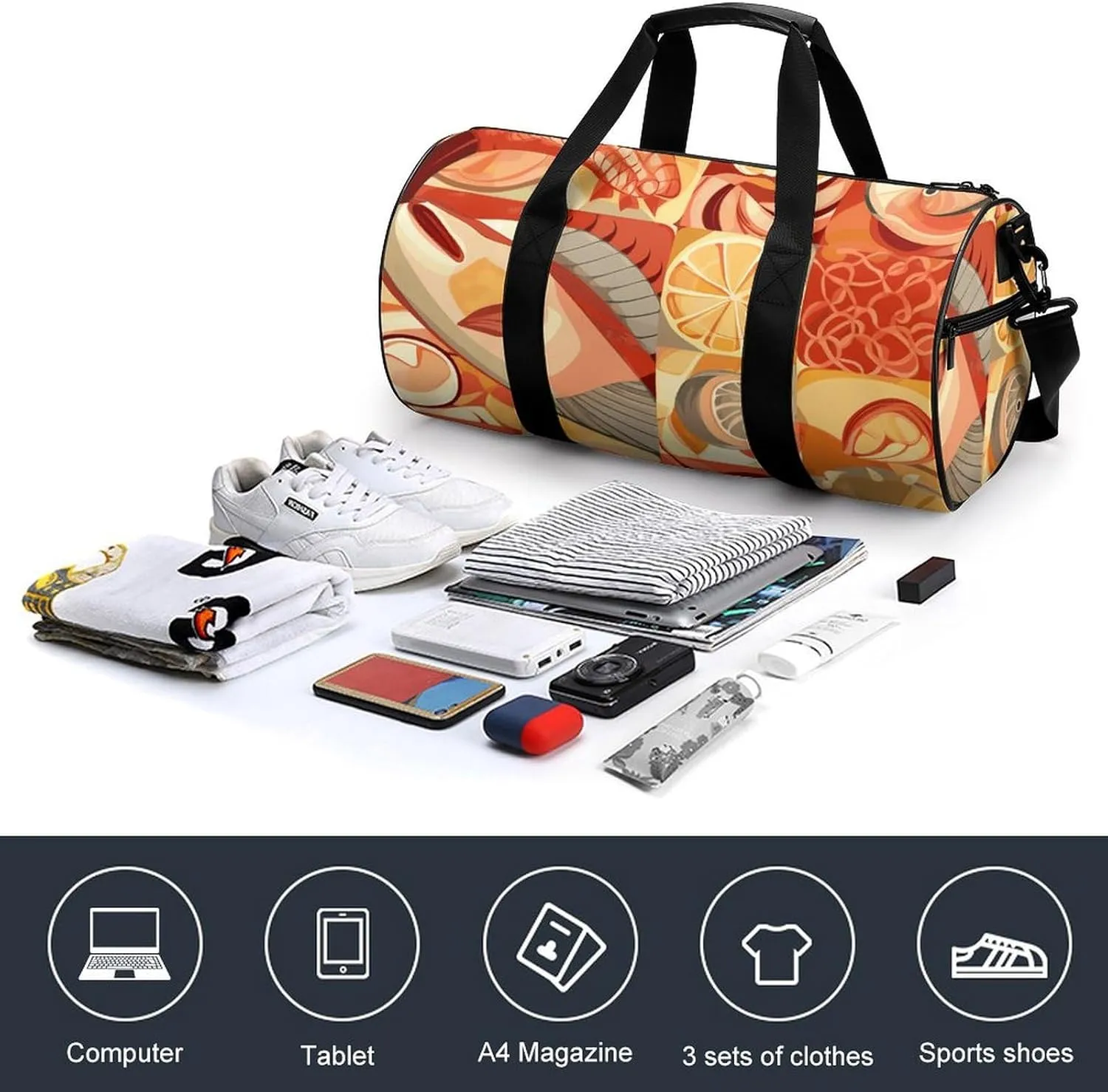 Gym Bags Small Lobster And Crab Duffel Bag Overnight Bag with Shoe Compartment Carryon Bag for Men Women