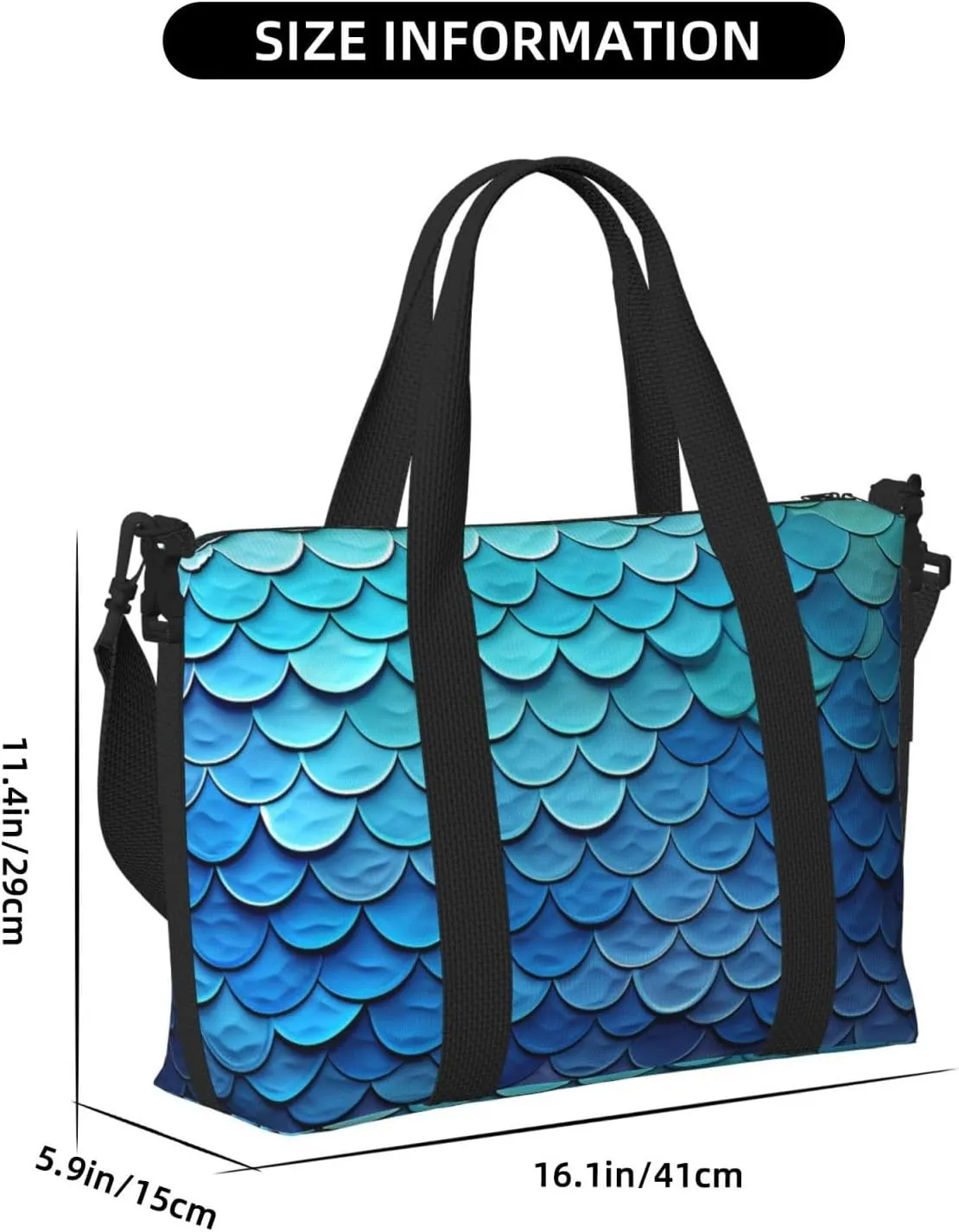Gym Bags Small Mermaid Fish Scale Duffel Bag Overnight Bag with Shoe Compartment Carryon Bag for Men Women