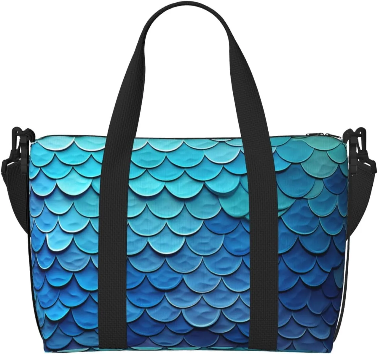 Gym Bags Small Mermaid Fish Scale Duffel Bag Overnight Bag with Shoe Compartment Carryon Bag for Men Women