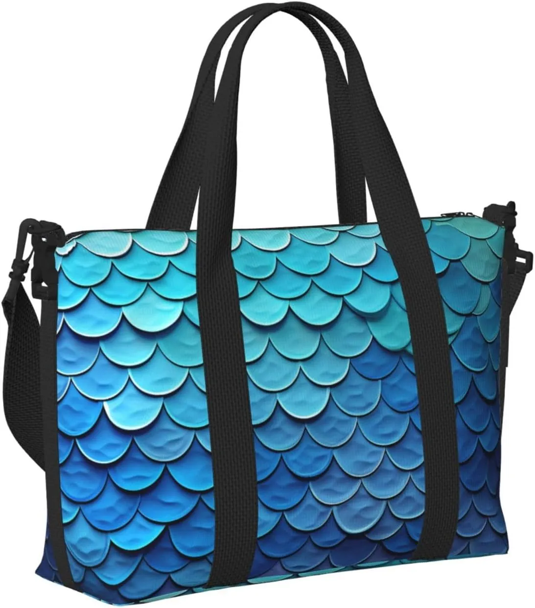 Gym Bags Small Mermaid Fish Scale Duffel Bag Overnight Bag with Shoe Compartment Carryon Bag for Men Women