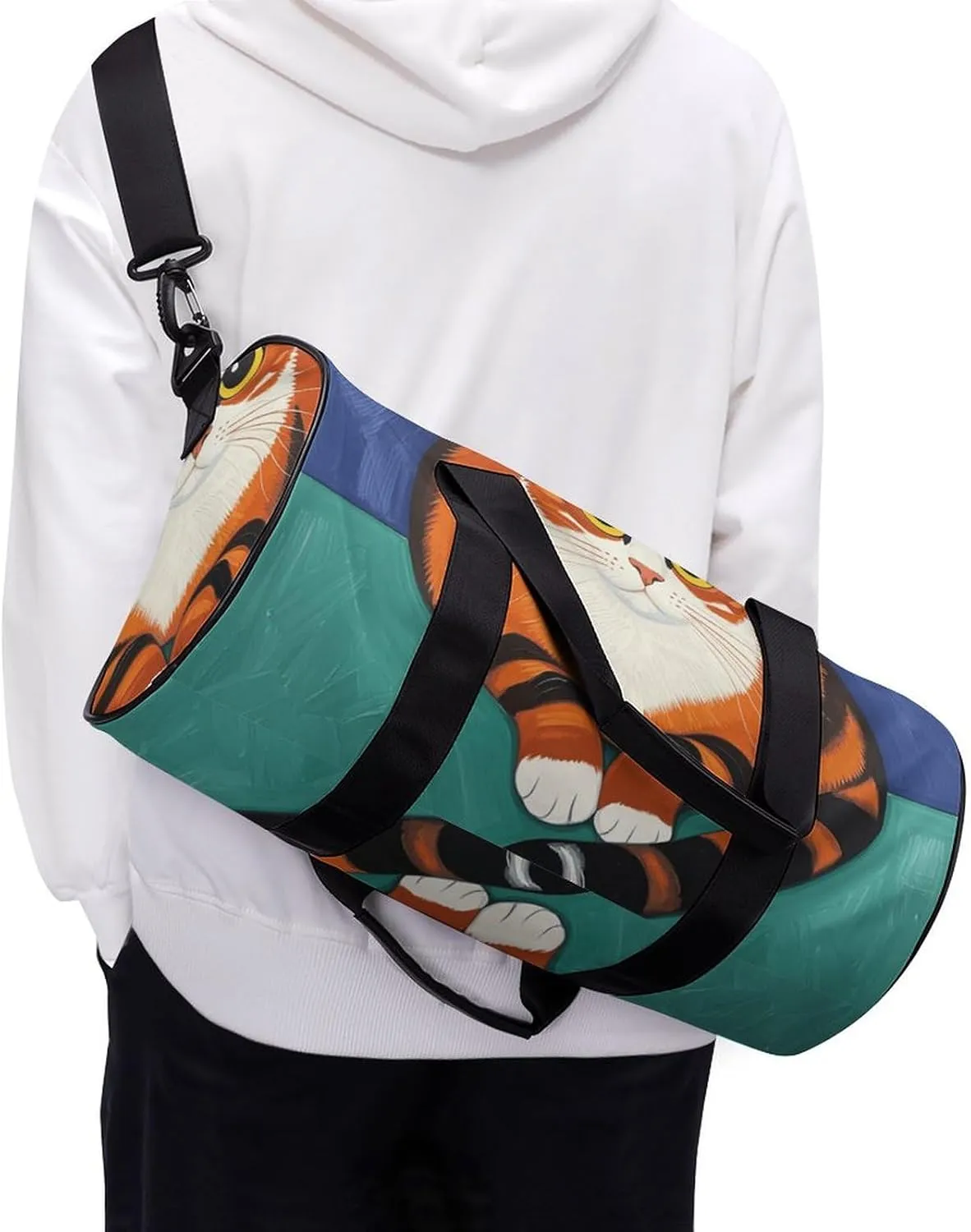 Gym Bags Small Mid-Century Modern Art Cats Duffel Bag Overnight Bag with Shoe Compartment Carryon Bag for Men Women