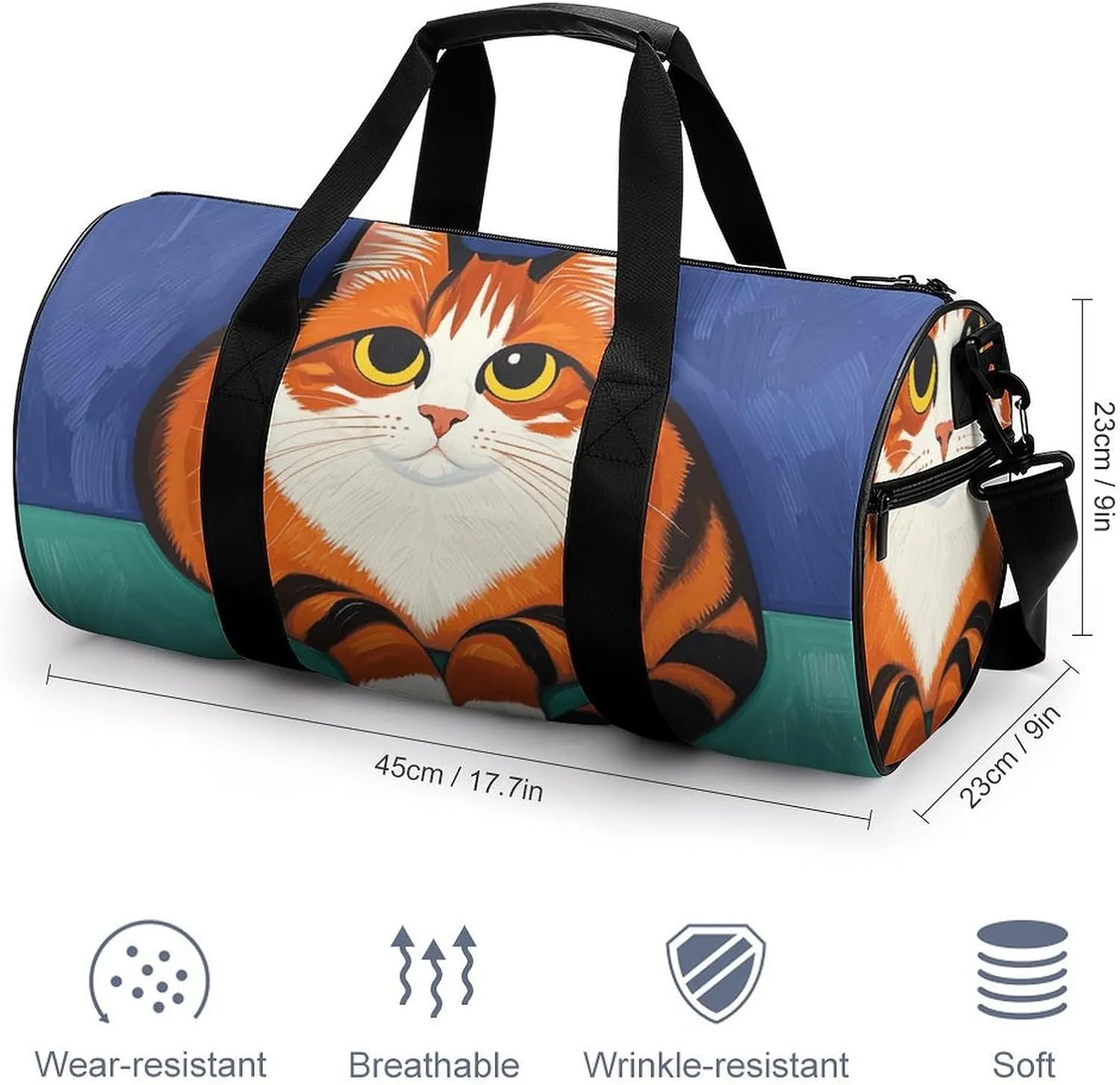 Gym Bags Small Mid-Century Modern Art Cats Duffel Bag Overnight Bag with Shoe Compartment Carryon Bag for Men Women