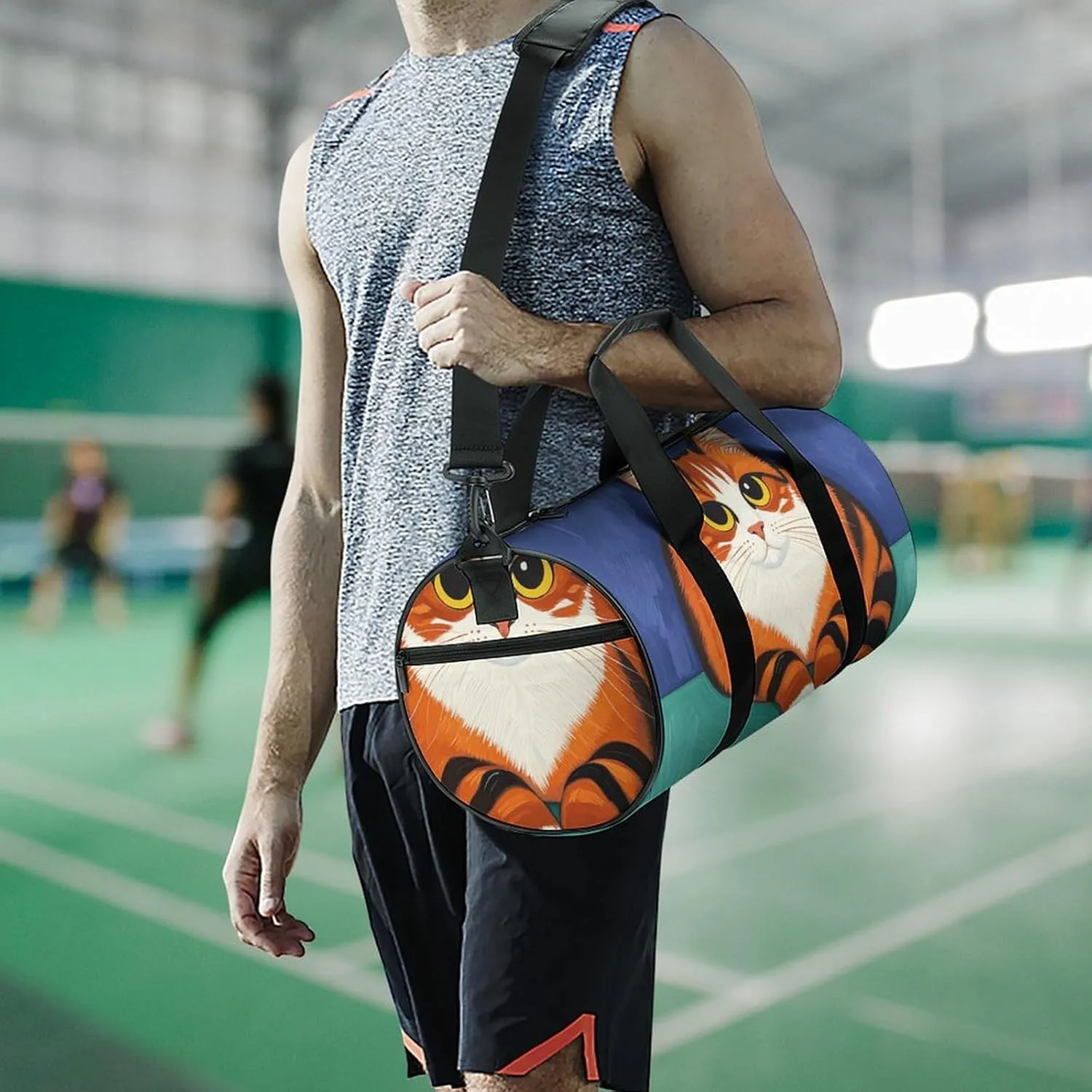 Gym Bags Small Mid-Century Modern Art Cats Duffel Bag Overnight Bag with Shoe Compartment Carryon Bag for Men Women