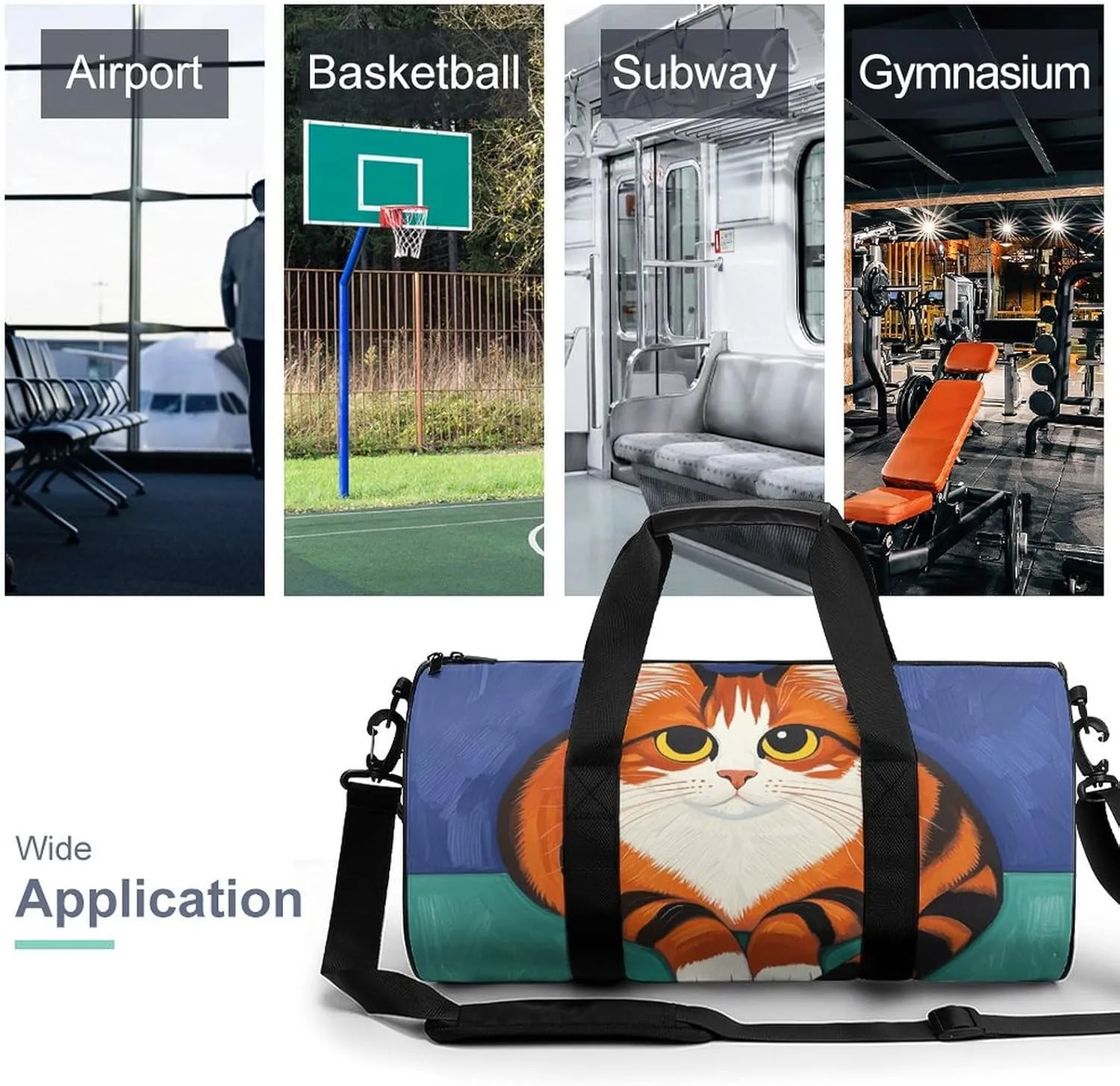 Gym Bags Small Mid-Century Modern Art Cats Duffel Bag Overnight Bag with Shoe Compartment Carryon Bag for Men Women