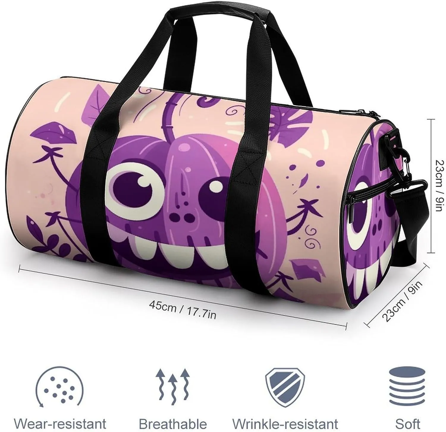 Gym Bags Small Monster Pumpkin Duffel Bag Overnight Bag with Shoe Compartment Carryon Bag for Men Women