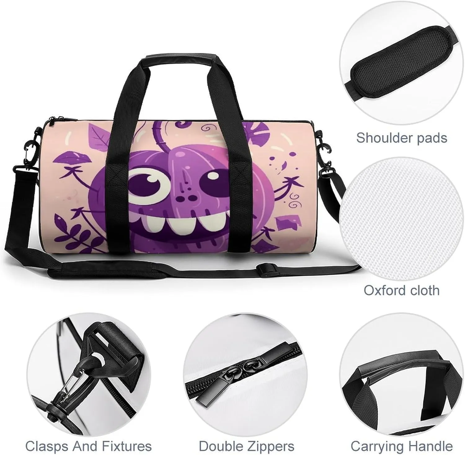 Gym Bags Small Monster Pumpkin Duffel Bag Overnight Bag with Shoe Compartment Carryon Bag for Men Women