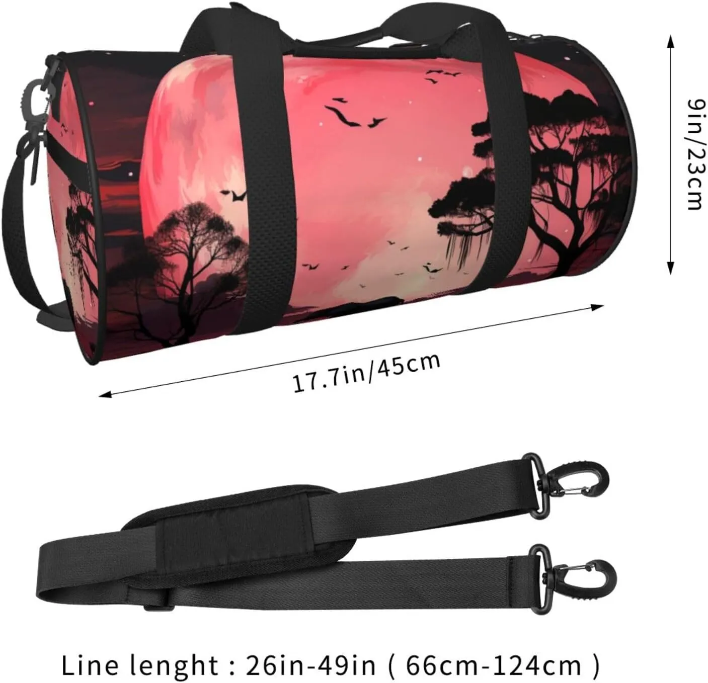 Gym Bags Small Moon Elephant Duffel Bag Overnight Bag with Shoe Compartment Carryon Bag for Men Women