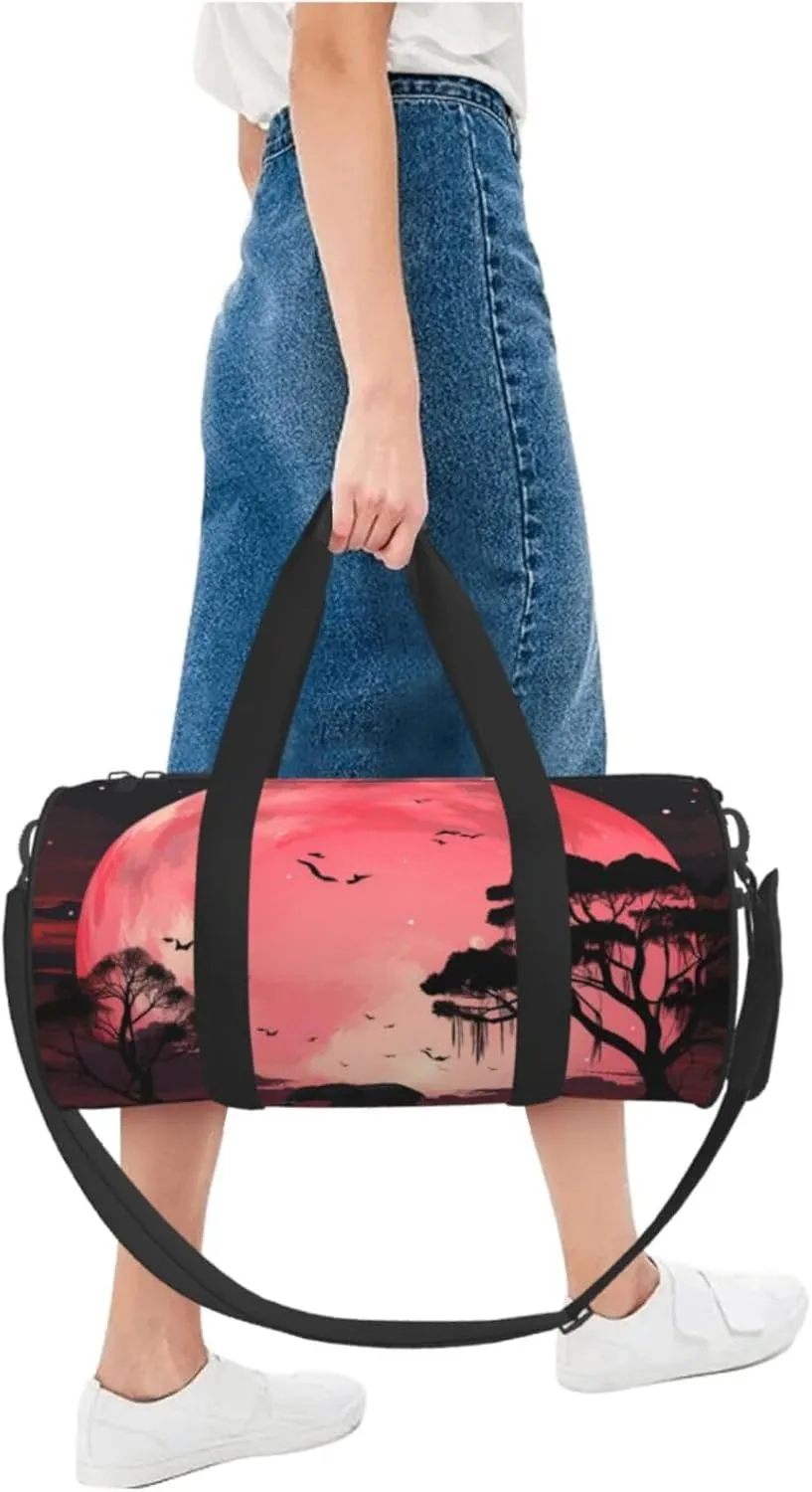 Gym Bags Small Moon Elephant Duffel Bag Overnight Bag with Shoe Compartment Carryon Bag for Men Women