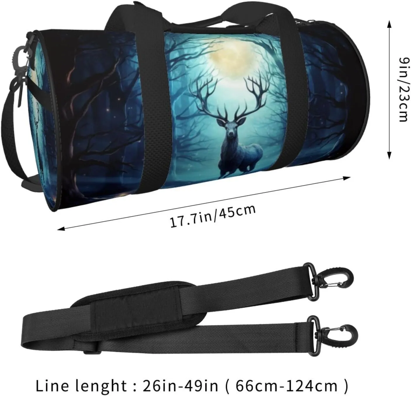 Gym Bags Small Moonlight deer Duffel Bag Overnight Bag with Shoe Compartment Carryon Bag for Men Women