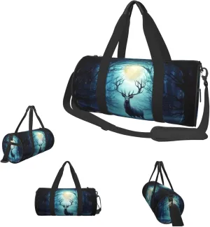Gym Bags Small Moonlight deer Duffel Bag Overnight Bag with Shoe Compartment Carryon Bag for Men Women