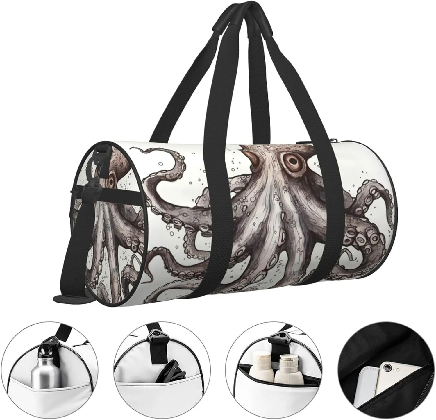 Gym Bags Small Octopus Duffel Bag Overnight Bag with Shoe Compartment Carryon Bag for Men Women