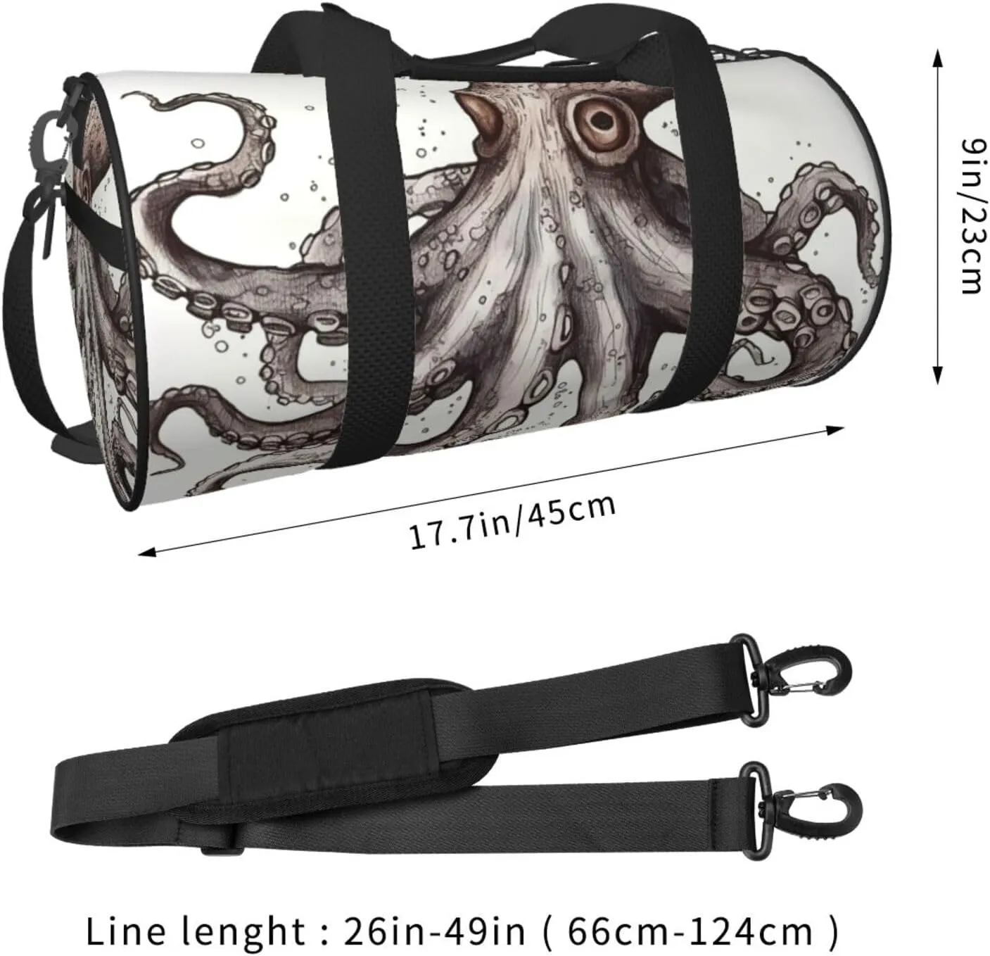 Gym Bags Small Octopus Duffel Bag Overnight Bag with Shoe Compartment Carryon Bag for Men Women