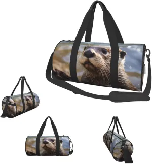 Gym Bags Small Otter Playing in The Water Duffel Bag Overnight Bag with Shoe Compartment Carryon Bag for Men Women