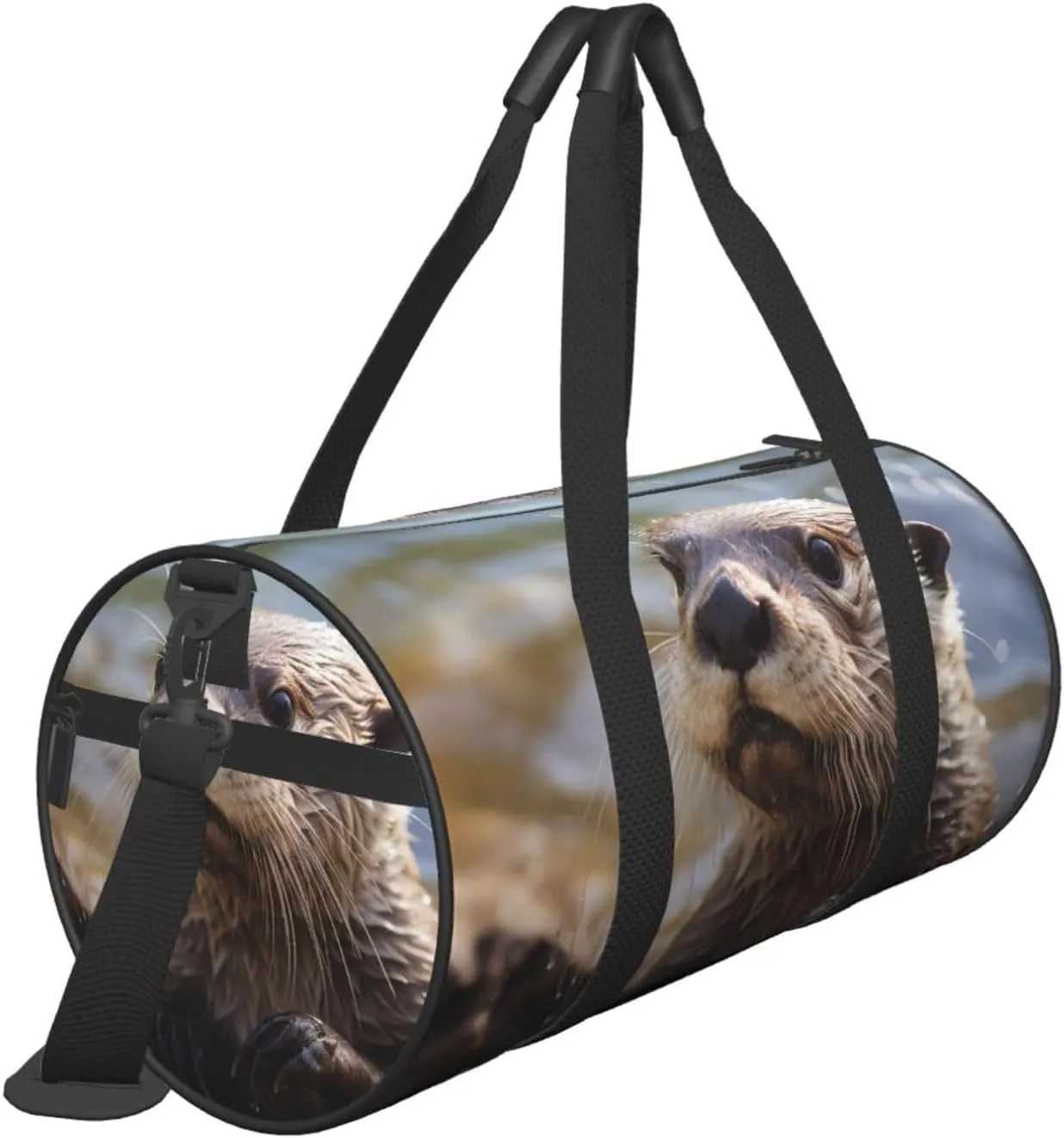 Gym Bags Small Otter Playing in The Water Duffel Bag Overnight Bag with Shoe Compartment Carryon Bag for Men Women
