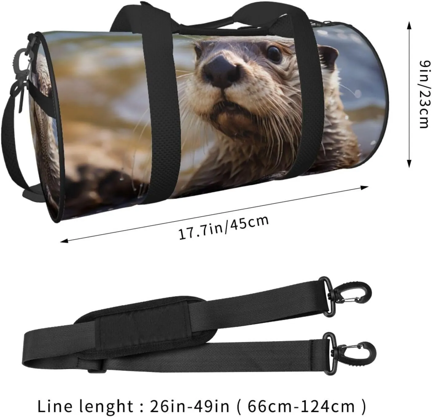 Gym Bags Small Otter Playing in The Water Duffel Bag Overnight Bag with Shoe Compartment Carryon Bag for Men Women