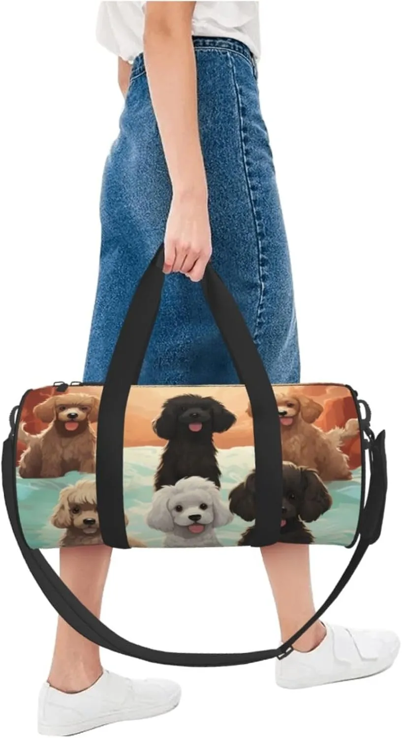 Gym Bags Small Poodles Dogs Duffel Bag Overnight Bag with Shoe Compartment Carryon Bag for Men Women