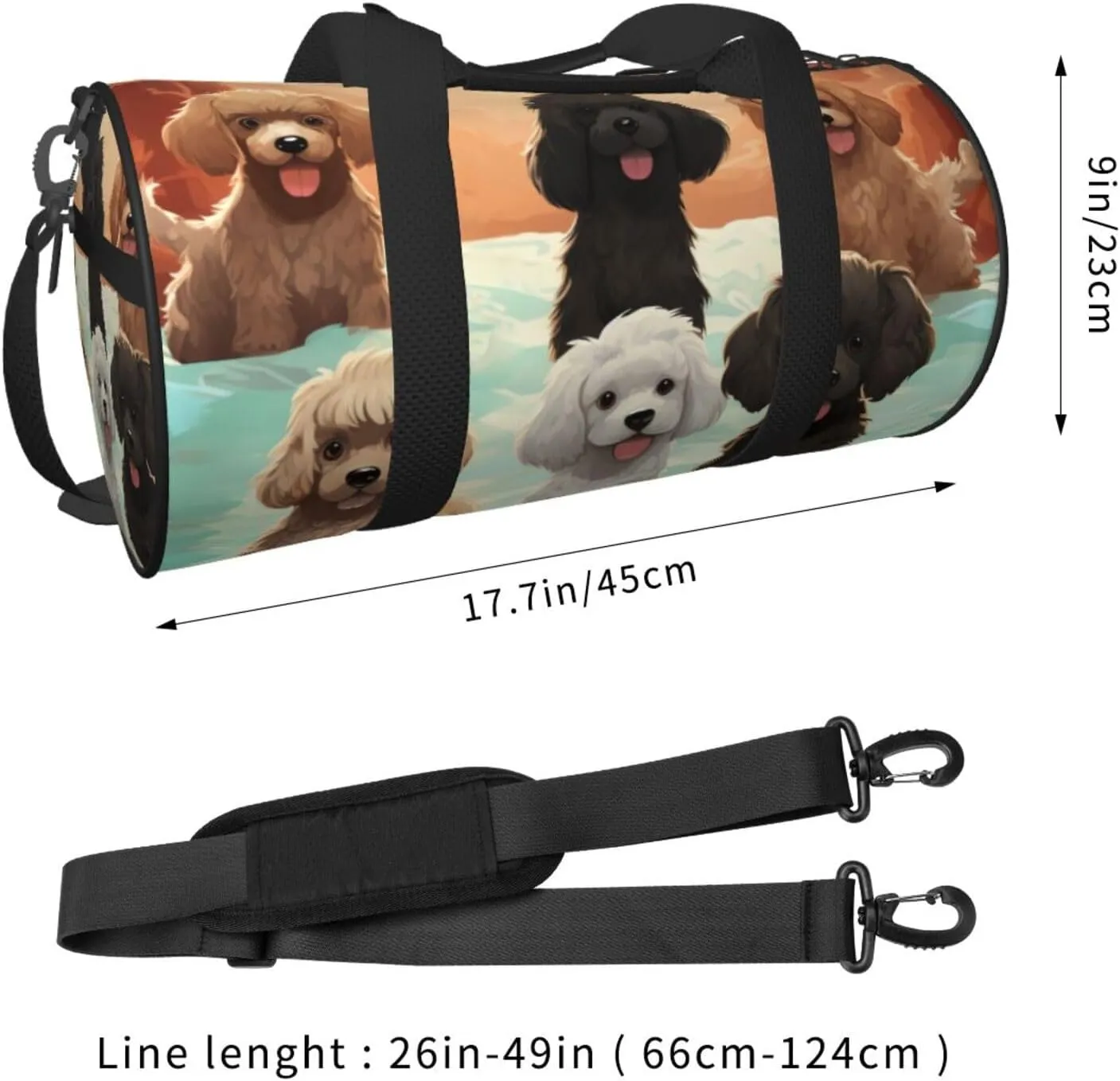 Gym Bags Small Poodles Dogs Duffel Bag Overnight Bag with Shoe Compartment Carryon Bag for Men Women