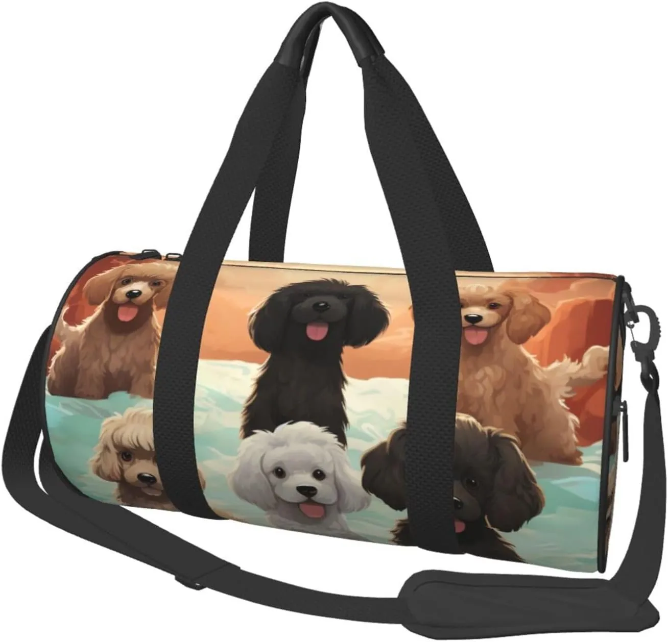 Gym Bags Small Poodles Dogs Duffel Bag Overnight Bag with Shoe Compartment Carryon Bag for Men Women