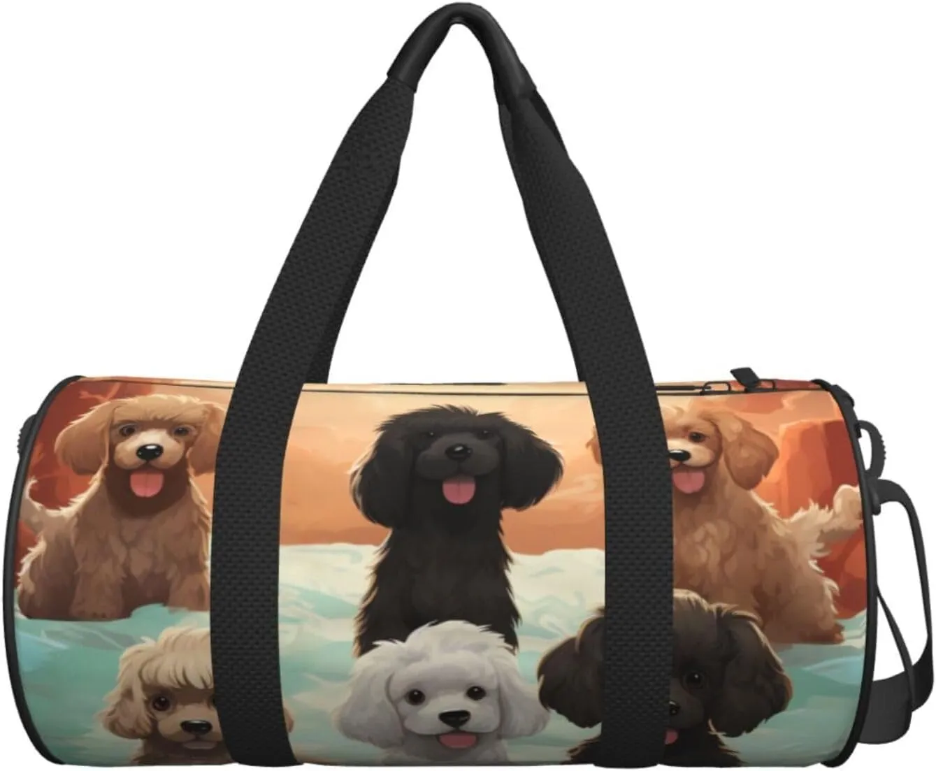 Gym Bags Small Poodles Dogs Duffel Bag Overnight Bag with Shoe Compartment Carryon Bag for Men Women