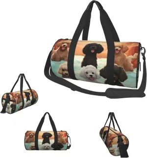 Gym Bags Small Poodles Dogs Duffel Bag Overnight Bag with Shoe Compartment Carryon Bag for Men Women