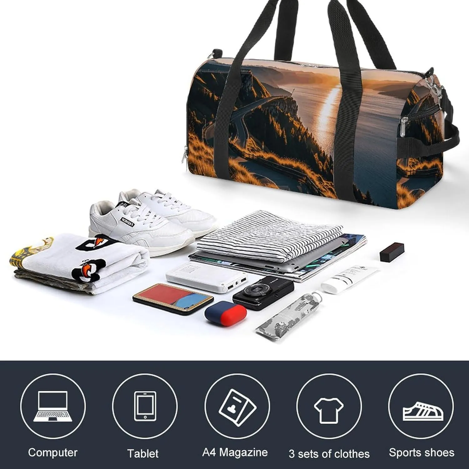 Gym Bags Small Shining Overlook Duffel Bag Overnight Bag with Shoe Compartment Carryon Bag for Men Women