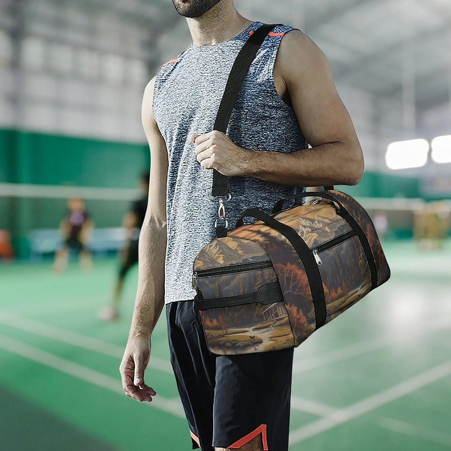 Gym Bags Small Sun Mountain Scenic Stream Duffel Bag Overnight Bag with Shoe Compartment Carryon Bag for Men Women