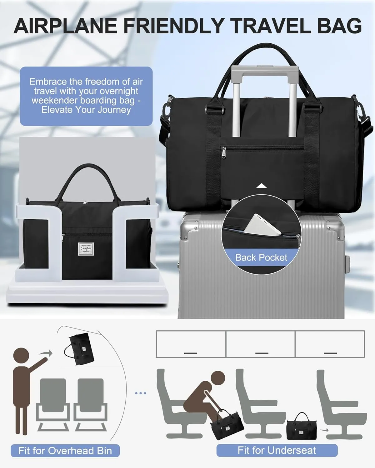 Gym Bags Womens Mens with Shoes Compartment and Wet Pocket,Travel Duffel Bag for Women for Plane,Sport Gym Tote Bags Swimming Yoga,Small Waterproof Weekend Overnight Bag Carry on Bag Hospital Holdalls