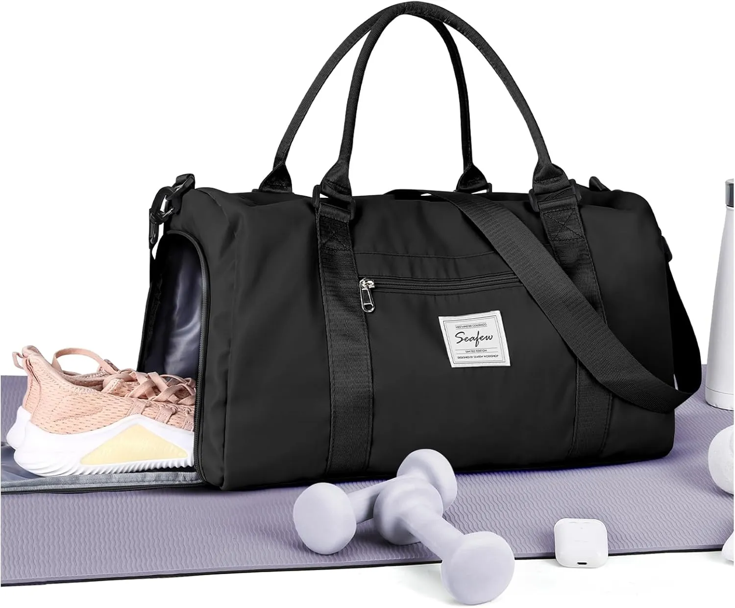 Gym Bags Womens Mens with Shoes Compartment and Wet Pocket,Travel Duffel Bag for Women for Plane,Sport Gym Tote Bags Swimming Yoga,Small Waterproof Weekend Overnight Bag Carry on Bag Hospital Holdalls