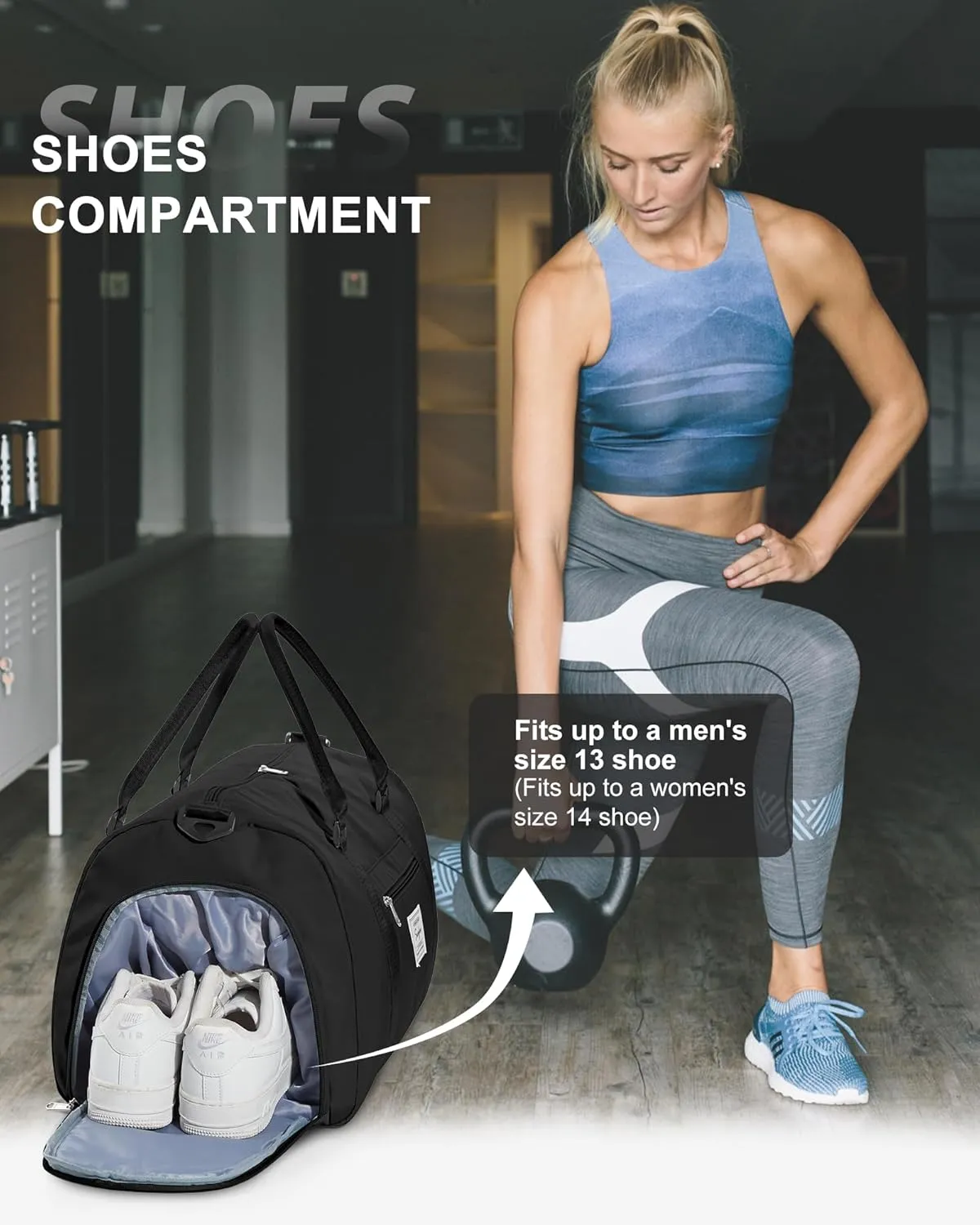 Gym Bags Womens Mens with Shoes Compartment and Wet Pocket,Travel Duffel Bag for Women for Plane,Sport Gym Tote Bags Swimming Yoga,Small Waterproof Weekend Overnight Bag Carry on Bag Hospital Holdalls