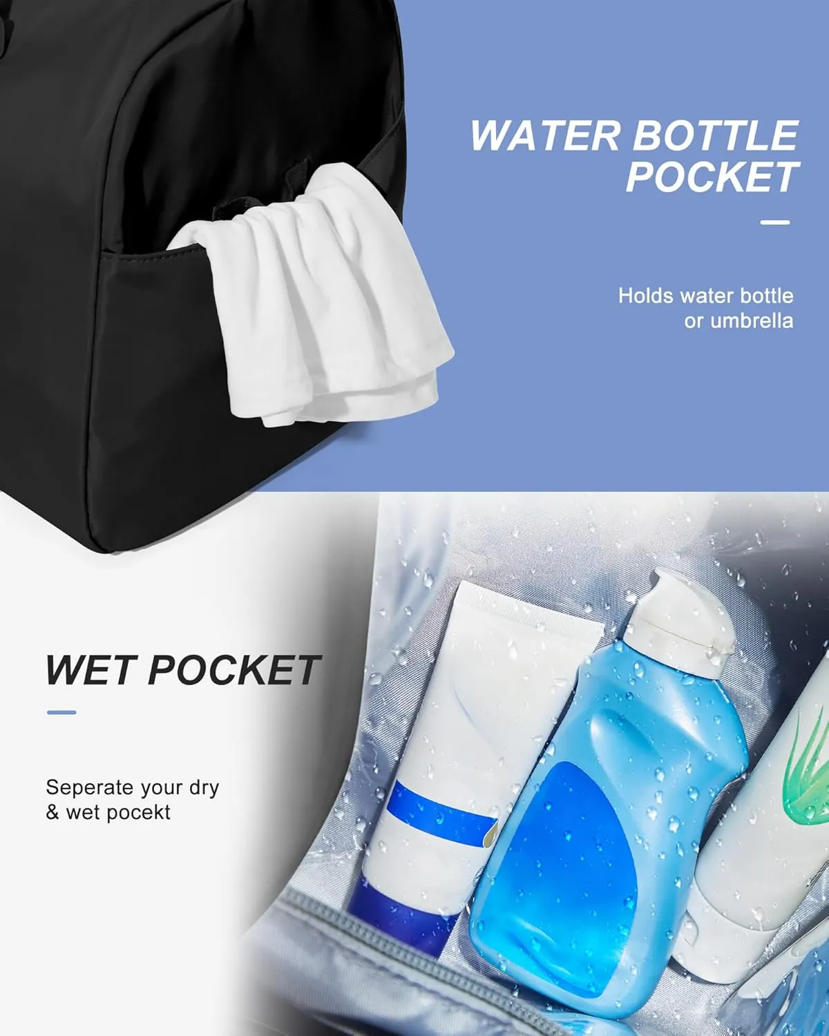 Gym Bags Womens Mens with Shoes Compartment and Wet Pocket,Travel Duffel Bag for Women for Plane,Sport Gym Tote Bags Swimming Yoga,Small Waterproof Weekend Overnight Bag Carry on Bag Hospital Holdalls