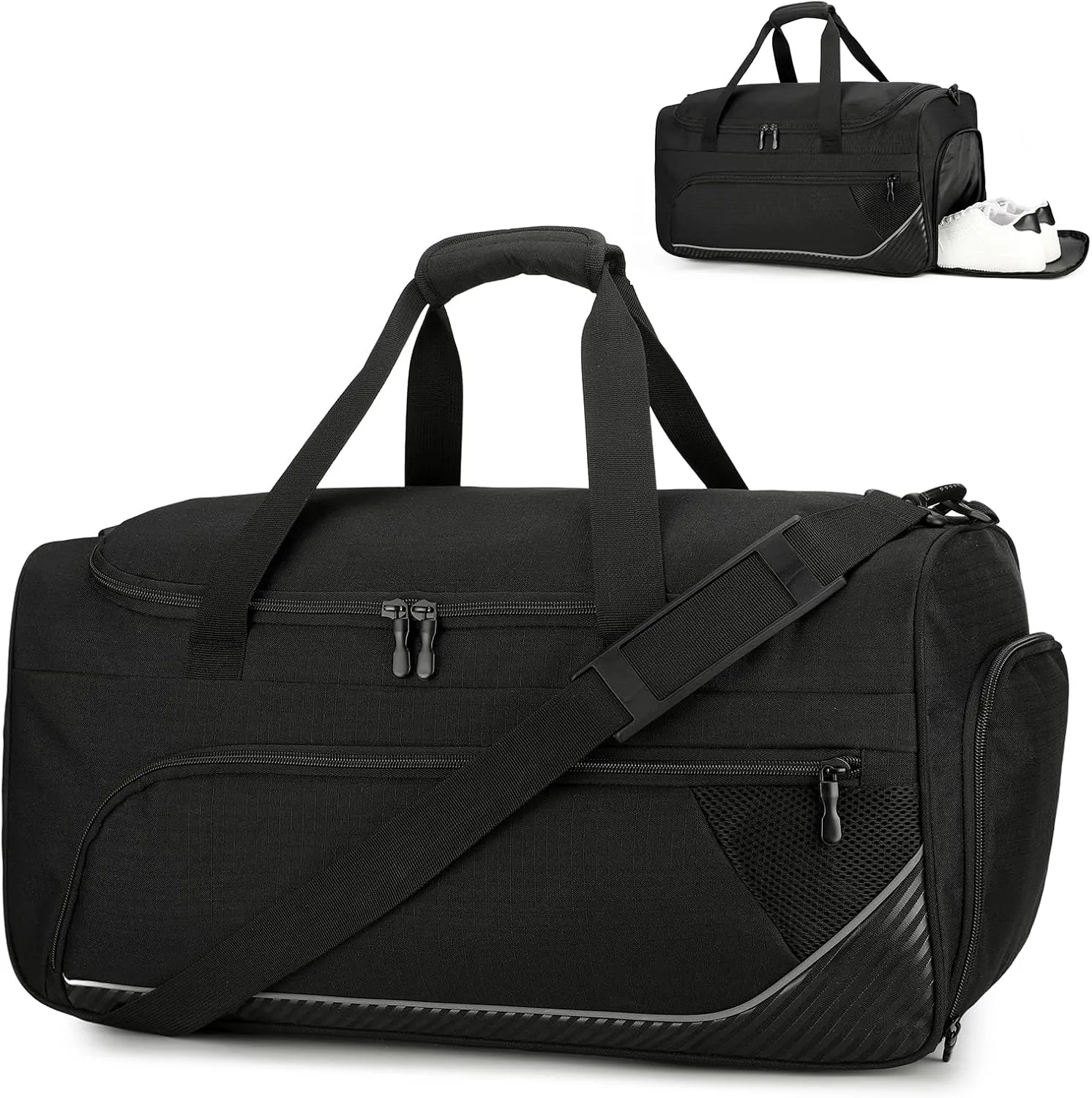Gym Duffel Bag for Men - 45L Sports Travel Bag with Shoe & Laptop Compartment, Gym Backpack Carry On Weekender Bag Overnight Backpack for Travel