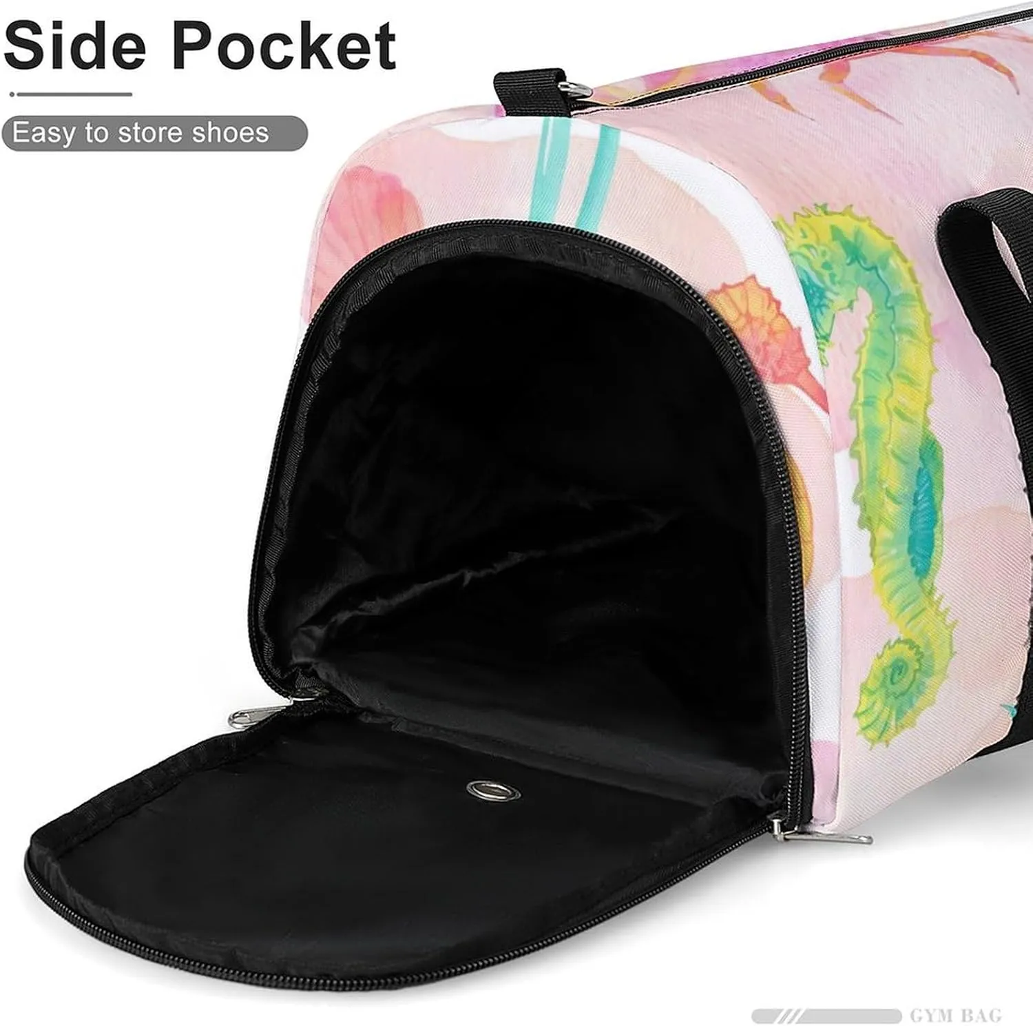 Gym Duffel Bag with Shoe Compartment Wet Pocket, Aquarium Print Travel Bag for Men Women