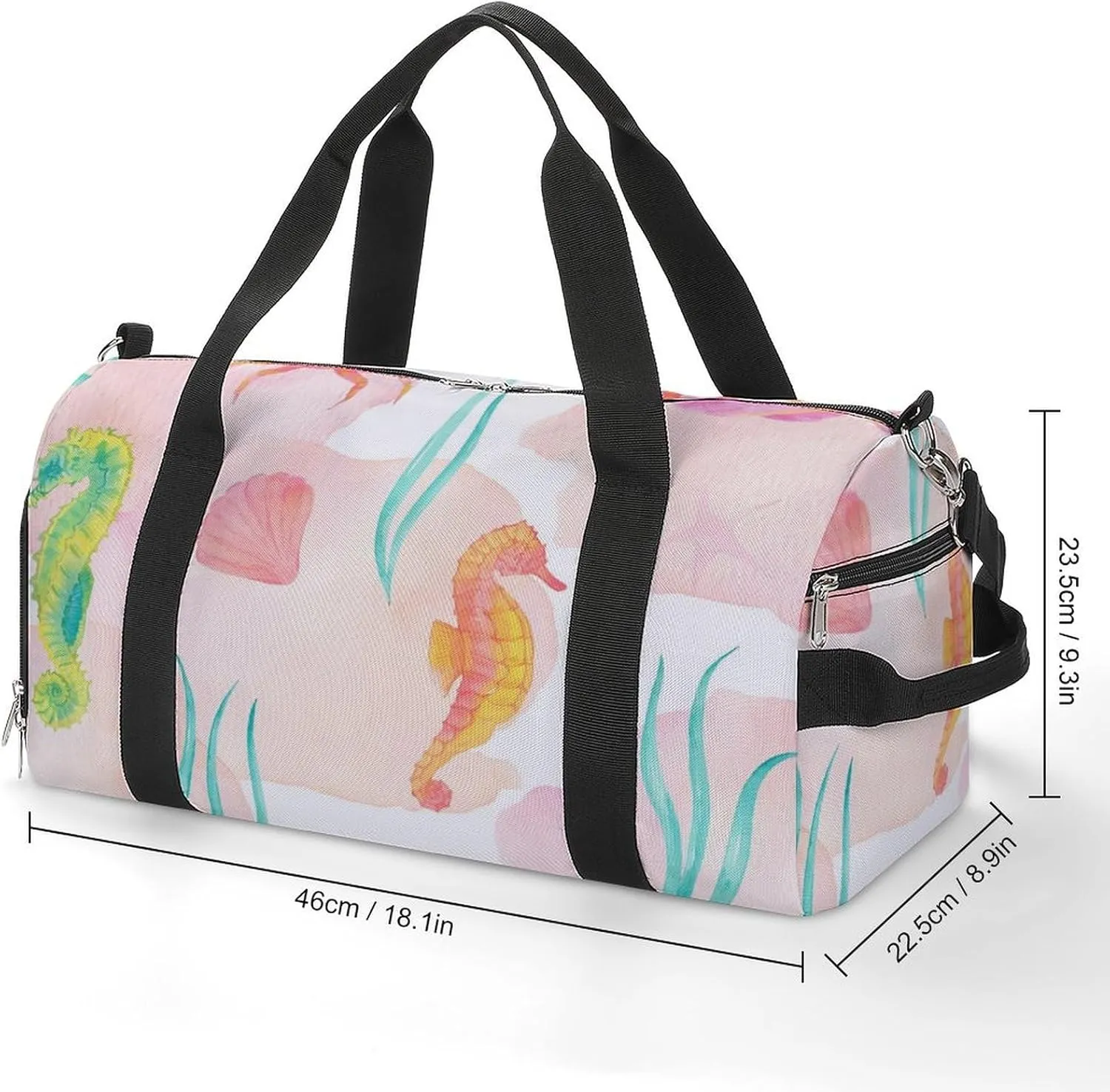 Gym Duffel Bag with Shoe Compartment Wet Pocket, Aquarium Print Travel Bag for Men Women