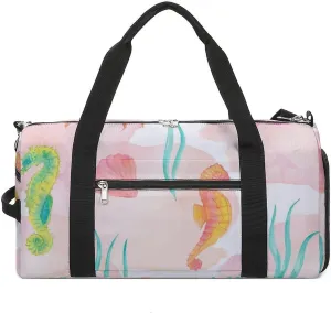 Gym Duffel Bag with Shoe Compartment Wet Pocket, Aquarium Print Travel Bag for Men Women