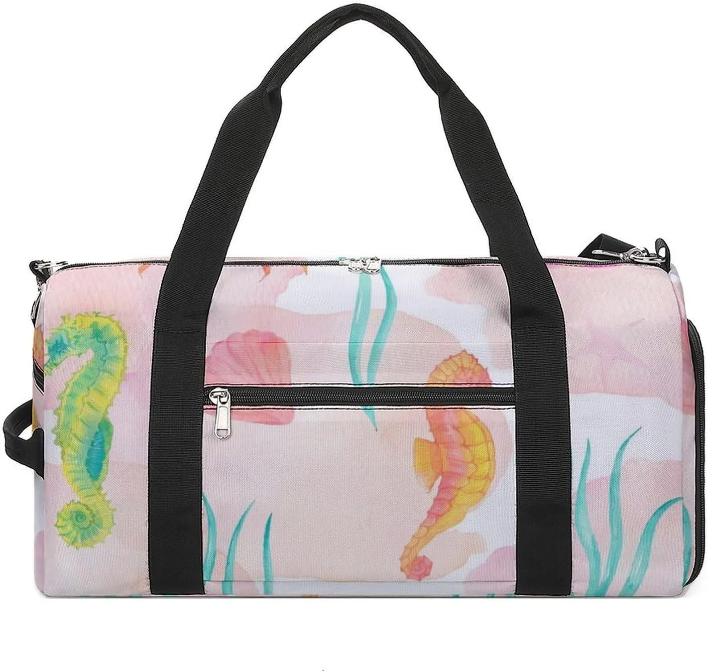 Gym Duffel Bag with Shoe Compartment Wet Pocket, Aquarium Print Travel Bag for Men Women