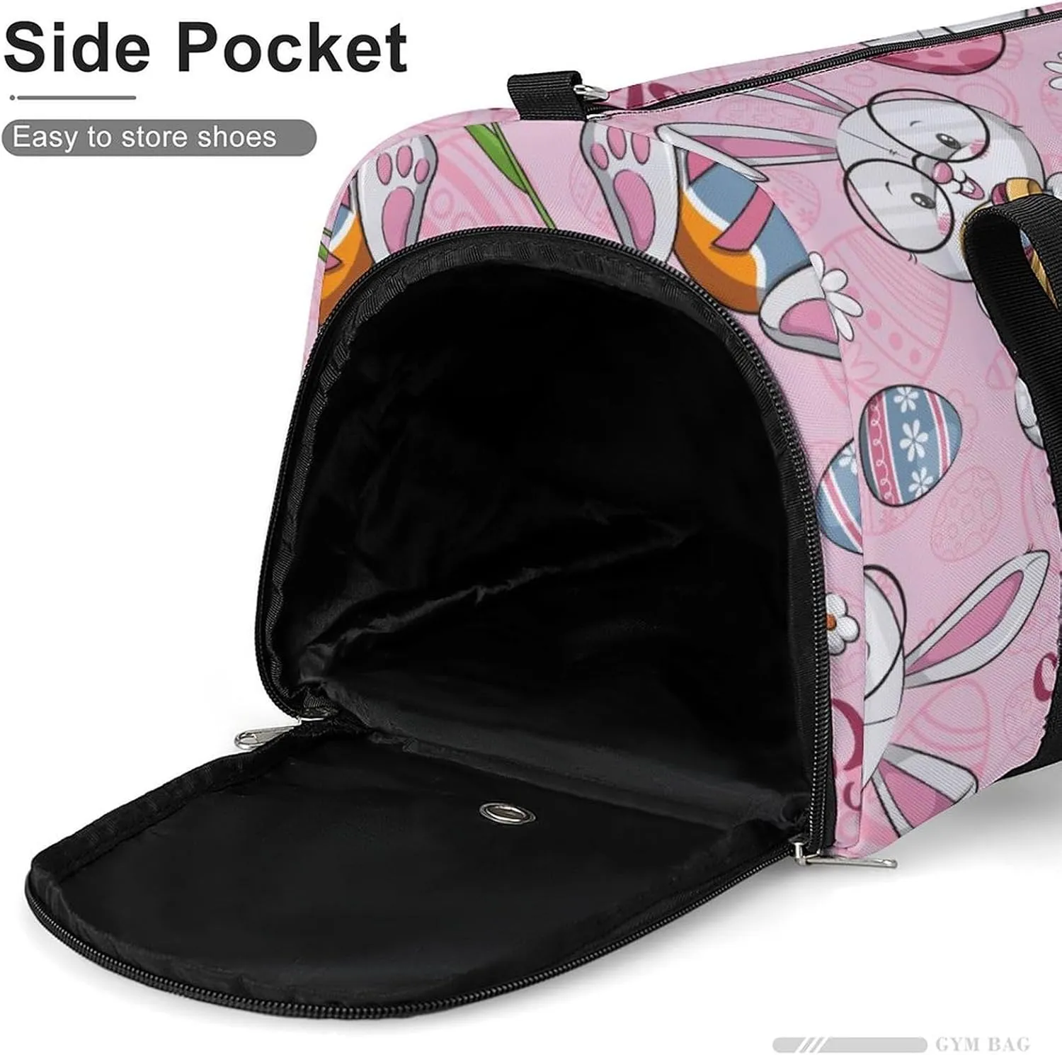 Gym Duffel Bag with Shoe Compartment Wet Pocket, Pink Happy Easter Travel Bag for Men Women